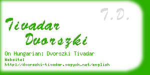 tivadar dvorszki business card